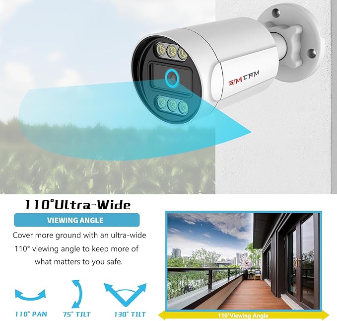 4K 8CH Security Camera System, 8pcs Wired 8MP PoE IP Cameras Outdoor, Colour Night Vision, Human Detection, Metal Bullet Surveillance Camera, 4K 8CH NVR with 4TB HDD for 24-7 Recording