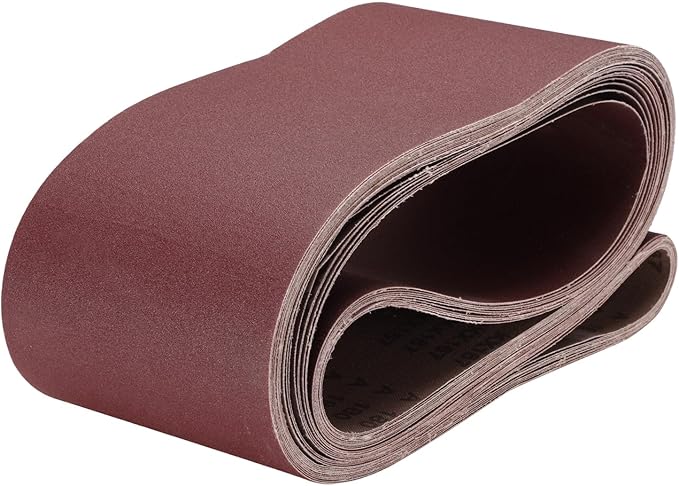 uxcell 10pcs 6" x 89" Sanding Belts 180 Grits Aluminum Oxide Abrasive Belt Sander Paper Sanding Papers for Metal Wood Grinding Polishing, Reddish Brown