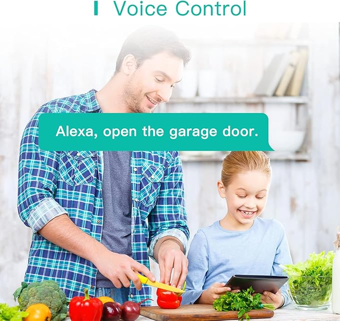 Smart WiFi Garage Door Opener Remote, Tuya Smart Life App Control, Work with Alexa and Google Assistant, No Hub Needed, White