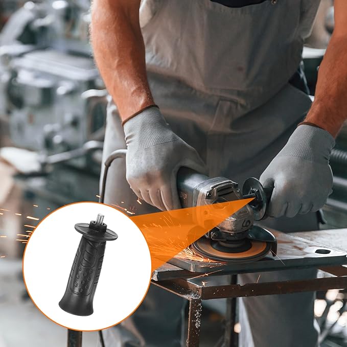 HARFINGTON 2pcs Angle Grinder Side Handle 8mm Thread 102mm Length Plastic Non-Slip Angle Grinder Handle Replacement Auxiliary Sander Handle Tool