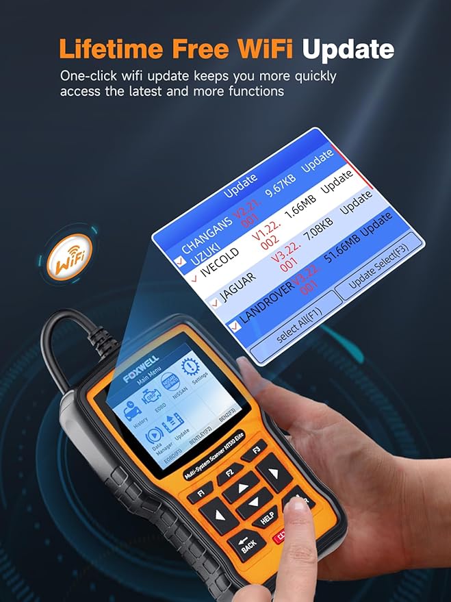 FOXWELL NT510 Elite fit for Volvo OBD2 Scanner, Bidirectional Scan Tool, Full System Diagnostic Tool, Car Code Reader, All Reset ABS Bleeding TCM Throttle SRS Injector Oil BMS EPB ETC SRL, WiFi Update