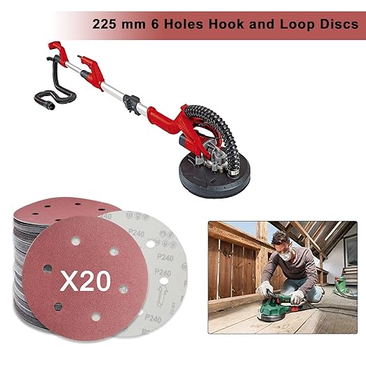 20 Pack 9 Inch 6 Hole 40 Grit Hook-and-Loop Sanding Discs - Aluminum Oxide Sander Disc Grinding Abrasive Sandpaper for ‎9" Powe Drywall Sander.