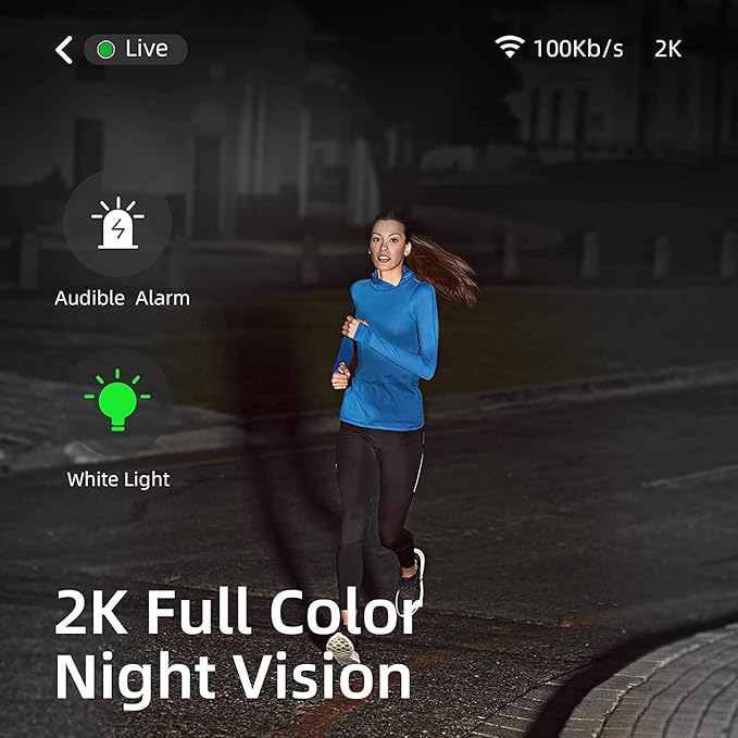 Security Cameras Wireless Outdoor, 2K Battery Powered Camera, WiFi Home Indoor Camera with Color Night Vision, Spotlight, Siren, AI Detection, Cloud/SD, 2 Way Audio, No Monthly Fee, Works Alexa White