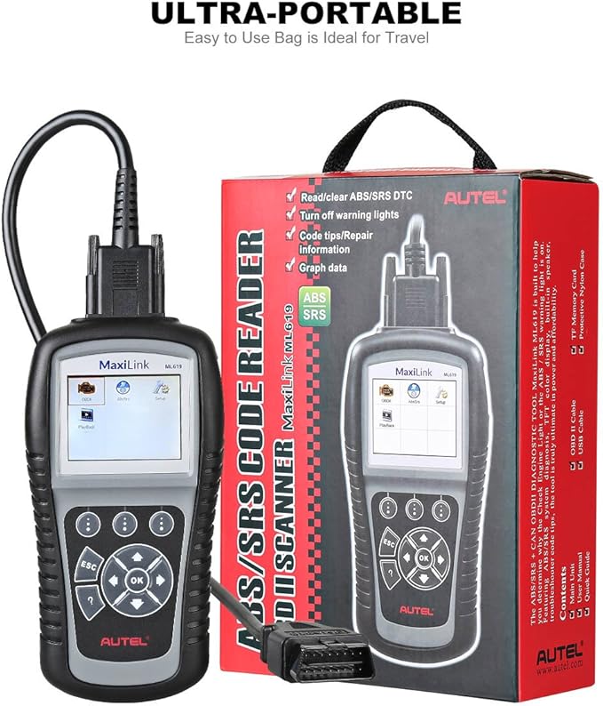 Autel MaxiLink ML619 OBD2/EOBD Code Reader with ABS/SRS Diagnostic (Upgraded Version of AL619)