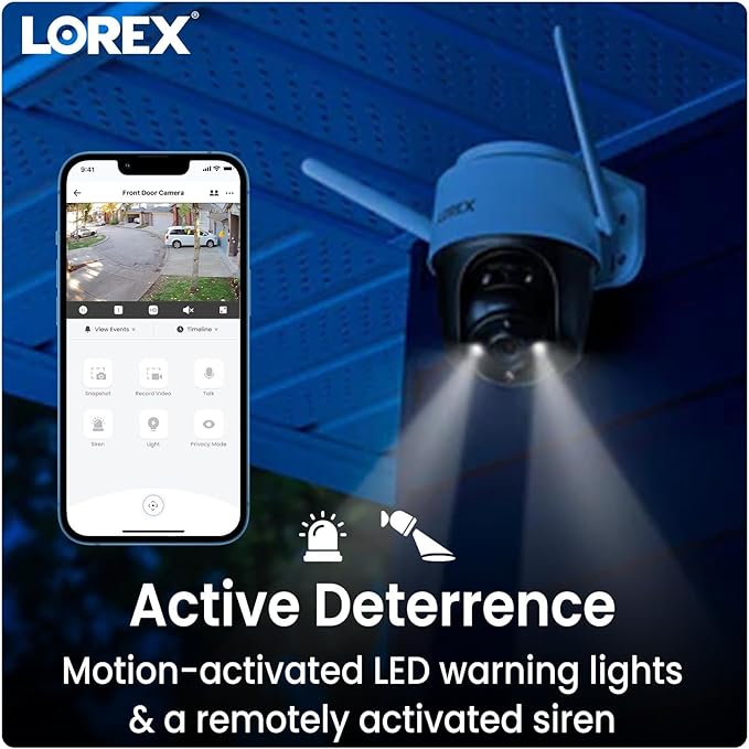 Lorex 2K Pan-Tilt Indoor/Outdoor WiFi Security Camera - Home Security Camera with 360 View Auto-Tracking, Color Night Vision, Person Detection, and Warning - Free 32GB Micro SD Card (2K White)