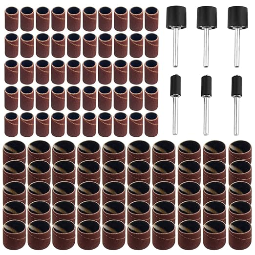 106PCS Drum Sander Kit 600 Grit Sanding Drum kit with 1/8 Shank Mandrel for Rotary Tools