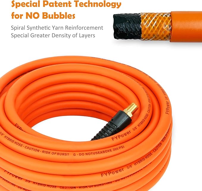 22 Pieces Air Compressor Accessories kit, 3/8 inch x 50 ft Hybrid Air Hose Kit, 1/4" NPT Quick Connect Air Fittings, Tire Inflator Gauge, Blow Gun, Air Filter, Swivel Plugs