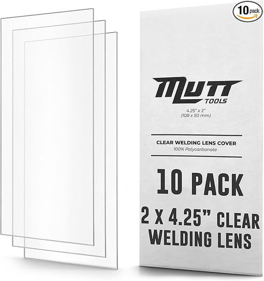 Mutt Tools 10 Pack of Clear Welding Lenses 2x4.25" – .04” Thick 2x4 Clear Welding Lens – Fits Most Standard Size Helmets, 2x4-1/4”