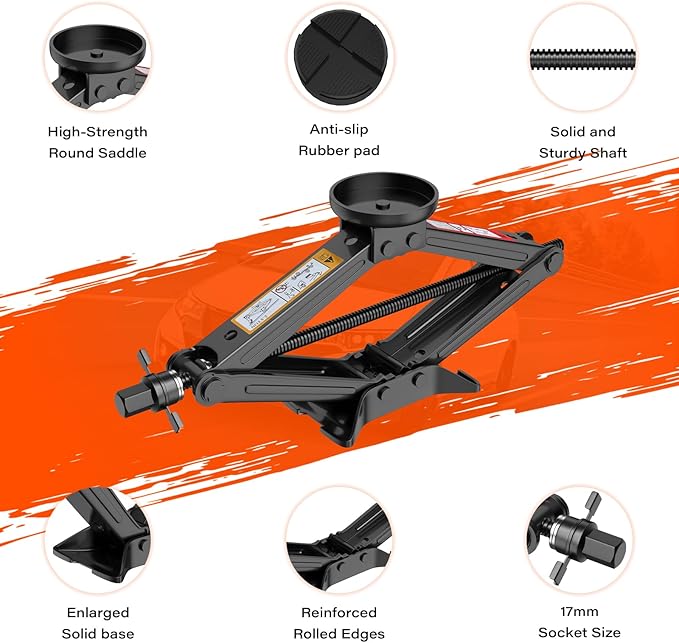 IMAYCC Car Jack Kit 2.5 Ton/5512 lbs, Universal Scissor Jack for Car with Rubber Jack Pad, Portable Tire Jack Changing kit with Lug Wrench,Car Emergency Kit for Car SUV MPV