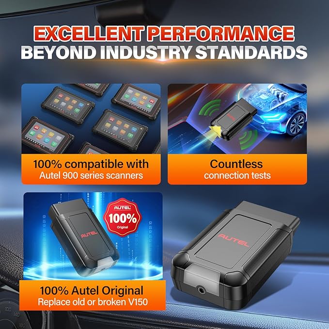 Autel MaxiVCI V150 Wireless Dongle, VCI 150 OBD2 Connector Adapter Car Communication Interface, Work w/Autel MaxiCOM MK900BT MP900BT MP900Z-BT MP900TS MK900TS MX900TS TS900 OBD 2 Car Diagnostic Tool