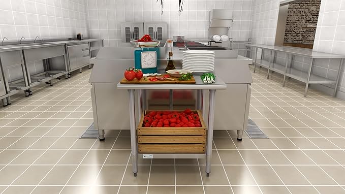 KoolMore Commercial 24x30'' Stainless Steel Work Table with Wheels for Restaurant or Home Use, Under Storage Shelf Food, Tools, Equipment, & Hardware, Heavy Duty Metal Workspace (CT2430-18C), Silver