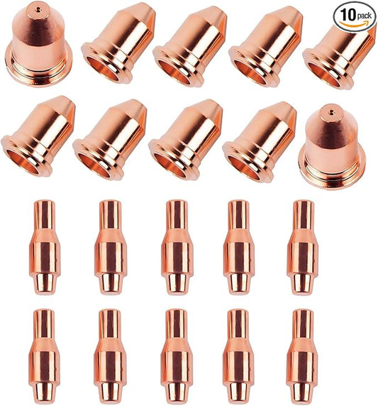 Plasma Cutter Consumable Kit for Harbor Freight Titanium 45,Tips&Electrode 56811 56255,45Amp (10Tips+10Electrodes,PK-20)