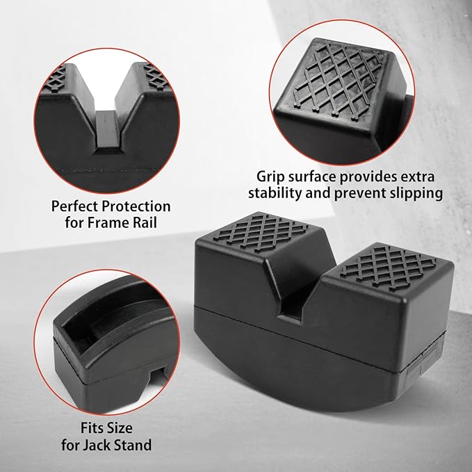 Donext Jack Pad Adapter for Jack Stands 3 Ton Rubber Frame Rail Protector Jack Pad Adapter 2 Pack