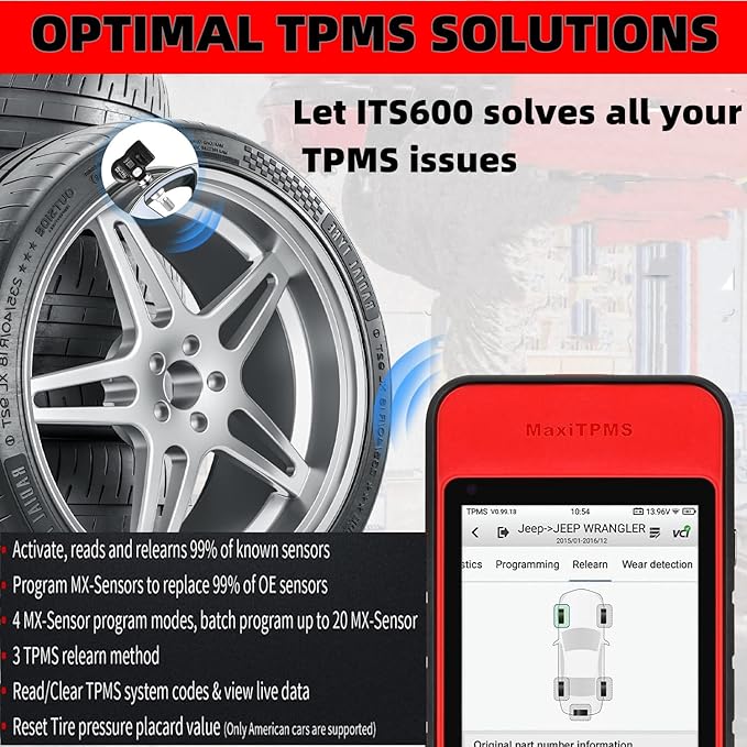 Autel MaxiTPMS ITS600 2025 Advanced TPMS Tablet Service Diagnostic Tool Wireless Android Bluetooth VCI VINscan Mx Sensor Programming OBD2 Relearn Special Functions(Oil Reset, BMS, SAS, EPB)