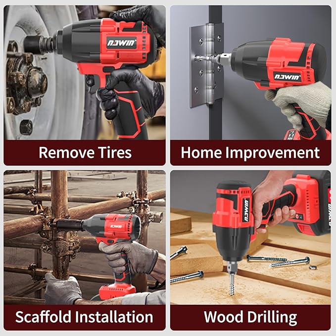 NAWIN Cordless Impact Wrench,Multi-Speed Adjustment Cordless Electric Impact Wrench with Led Light, 240 Ft& 320N Power. Impact Socket Set 1/2 Drive,20V Impact Wrench With 4.0Ah Battery, Fast Charger
