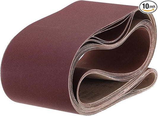 uxcell 10pcs 6" x 89" Sanding Belts 240 Grits Aluminum Oxide Abrasive Belt Sander Paper Sanding Papers for Metal Wood Grinding Polishing, Reddish Brown
