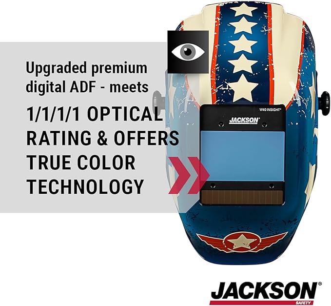Jackson Safety HLX 100 Welding Hood - Ultra Lightweight Auto Darkening Welding Helmet with Insight Digital Variable ADF - ANSI Z87.1