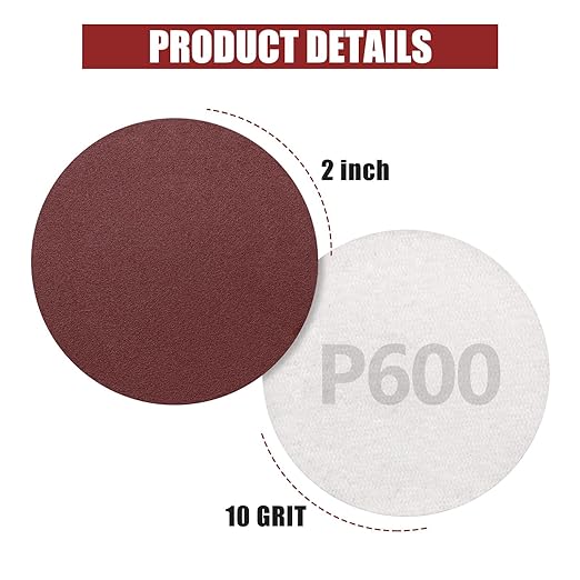 ZEHIQ 120pcs 2 Inch Sandpaper 600 Grit, Hook and Loop Sanding Disc, Alumina Orbital Sander Pads No Hole Sander Attachment Disc for Sanders Drill Grinder and Rotary Tools
