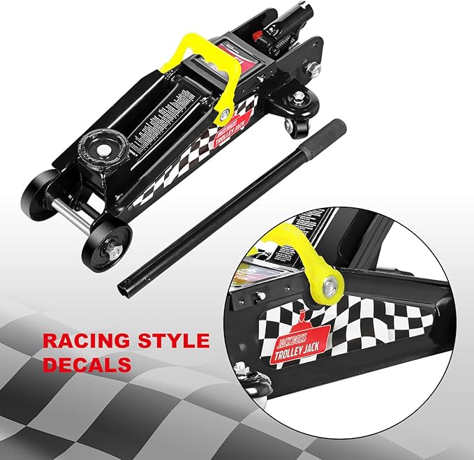 Floor Jack 1.5 Ton (3,000 LBs) Hydraulic Car Jack, Lifting Range from 5.1 Inch to 12.6 Inch, Fits Sedans Automotive Black
