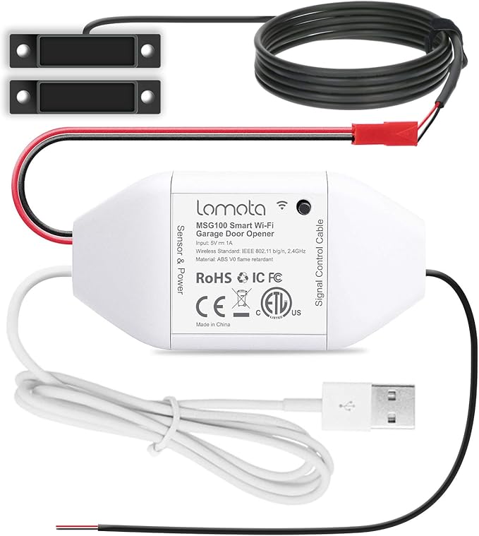 Smart WiFi Garage Door Opener Remote, Tuya Smart Life App Control, Work with Alexa and Google Assistant, No Hub Needed, White