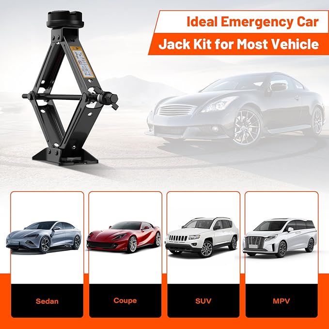 IMAYCC Car Jack Kit 2.5 Ton/5512 lbs, Universal Scissor Jack for Car with Rubber Jack Pad, Portable Tire Jack Changing kit with Lug Wrench,Car Emergency Kit for Car SUV MPV