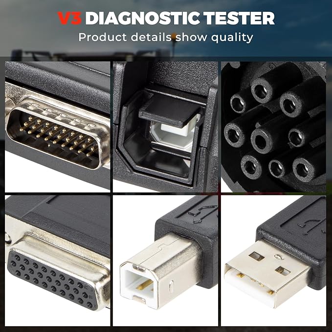 for EDL V3 V2 Scanner Agricultural Truck Diagnostics Farm Tractor Diagnostic Adapter Service Tool for DEE EDL V3 V2 with SSD Software.