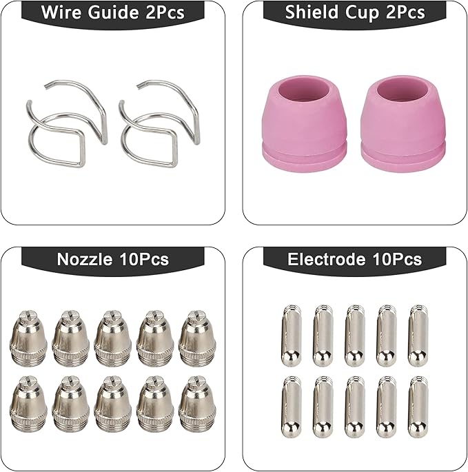 AG60P Plasma Cutter Consumables Cutting Torch Tip Nozzles Kit 24pcs For BTC500DP, BTC650DP
