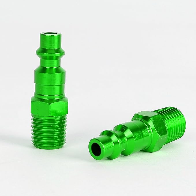 Air Hose Fittings, 12 Pieces I/M Industrial Type Air Plugs with 1/4" NPT Male Threads, Green