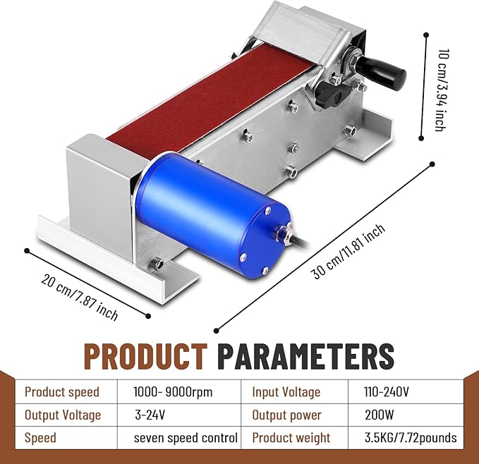200W Electric Belt Sander 2 x 21-Inch Waterproof, Wide Belt Sanding Polishing Grinding Machine, Diy Electric Belt Sander Knife Sharpener Grinding Polishing Machine for Metal, Woodworking