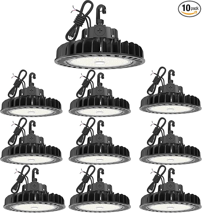 HYPERLITE LED High Bay Light 150W 21,750lm 5000K 1-10V Dimmable UL Listed US Hook 5' Cable Alternative to 650W MH/HPS for Gym Factory Warehouse 10-Pack