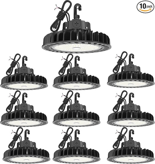 HYPERLITE LED High Bay Light 150W 21,750lm 5000K 1-10V Dimmable UL Listed US Hook 5' Cable Alternative to 650W MH/HPS for Gym Factory Warehouse 10-Pack