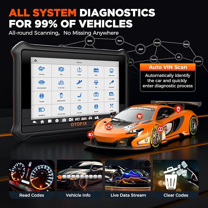 OTOFIX D1 Lite Bidirectional Scan Tool with 2-Year Updates, 2025 Newest All System Automotive Diagnostic Scanner, 38+ Reset Services, FCA AutoAuth, Active Test, CANFD&DOIP, Auto VIN