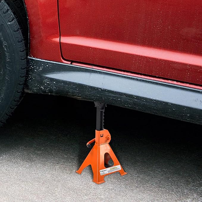 Donext Jack Stands 3 Ton (6,500 lb) Capacity Steel, 1 Pair Orange Lifting Stand Adjustable Jack Stands