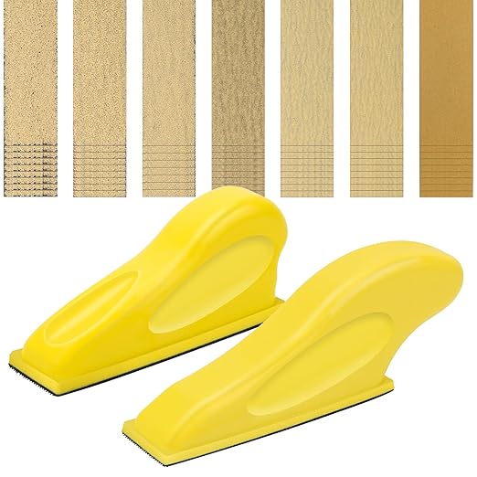 2+70 Pcs Mini Detail Sander, Finger Sanders for Wood Micro Sander for Detail Work Finger Sander for Crafts Small Projects, Include 40 60 80 120 150 220 400 Grit Sandpaper