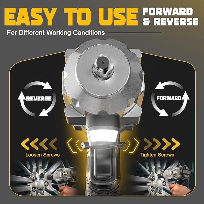 Cordless Impact Wrench 1/2 inch for Dewalt 20v Battery, 900FT-LBS(1200N.m) Brushless Electric Impact Gun for Car Home, High Torque Power Impact Driver with 6Pcs Sockets & Storage Case (No Battery)