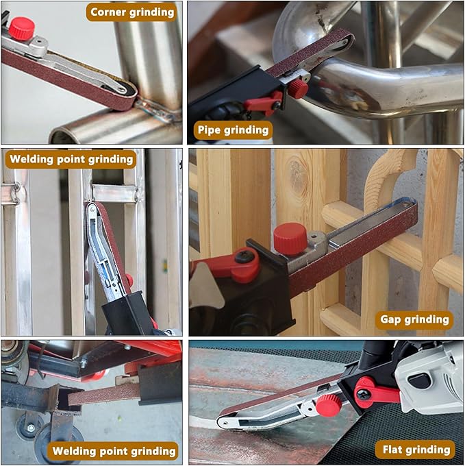 Belt Sander attachments for Angle Grinder, Detailing File Sander adapter, US 5/8-11 Thread, Suitable for Welding Points Grinding,Woodworking and Metal Rust Removal (20pcs Sanding Belts)