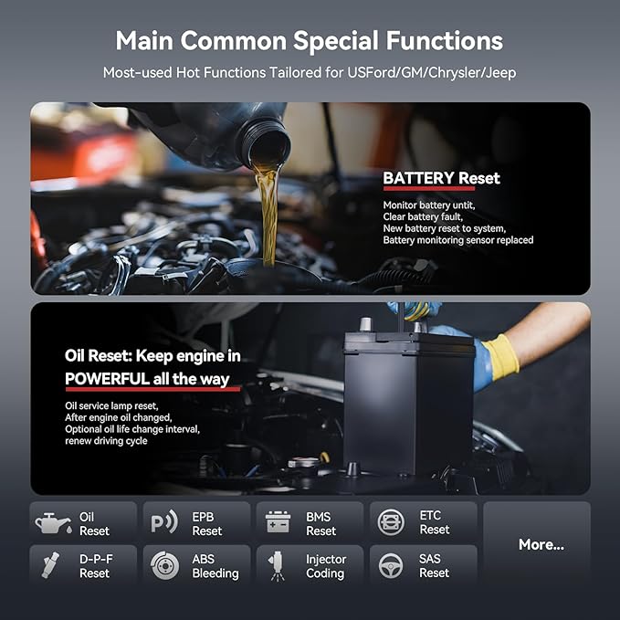 Full System Diagnostic Scan Tool for GM Ford Chrysler Jeep Scanner, iCarsoft US V2.0 in-Depth Diagnose OBD2 Code Reader, Full Reset, Battery Test for Buick/Chevrolet/Cadillac/GMC -2025