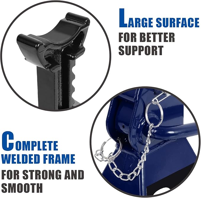 TCE AT43005AU Torin Steel Heavy Duty Jack Stands: Double Locking Pins, 3 Ton (6,000 lb) Capacity, Blue, 1 Pair (2 Pack)