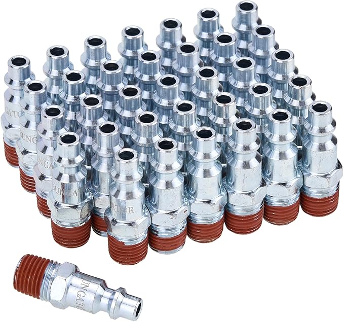 SUNGATOR 35-Pack 1/4 Inch Air Hose Fittings, 1/4'' Male NPT Industrial Plugs Kit, 1/4 Inch Quick Connect Air Line Hose Fittings, 1/4'' Industrial Hose Repair Plugs Kit for Comressor, Auto Shop