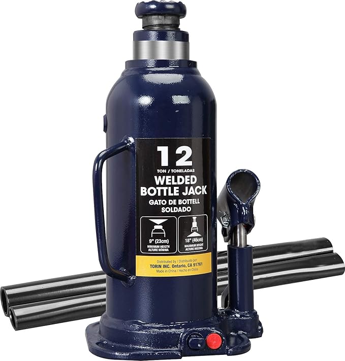 BIG RED AT91203UR Torin Welded Hydraulic Car Bottle Jack for Auto Repair and House Lift, 12 Ton (24,000 lb), Blue