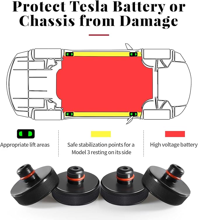 Chirano Lifting Jack Pad for Tesla Model 3/S/X/Y, 4 Pucks with Storage Case, Accessories for Tesla Vehicles 2013 to 2025