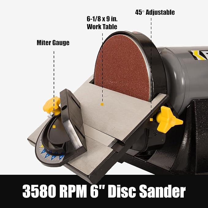 2x42 in. Belt Sander & 6" Disc Sander Combo, 3.5Amp Bench Belt Sander for Woodworking & Metalworking, 1/2HP Belt Sander for Knife Making and Sharpening