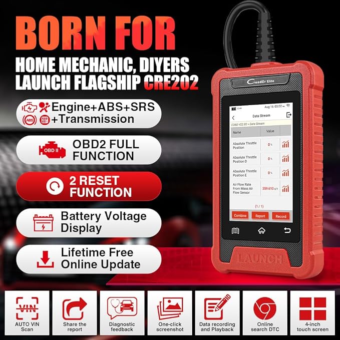 LAUNCH Elite ABS Bleeding Scan Tool,Engine Transmission ABS SRS OBD2 Scanner Diagnostic Tool,Throttle Reset Code Reader,Lifetime Online Update,4'' Touch Screen,AUTO VIN,Battery Test,Live Data Graph