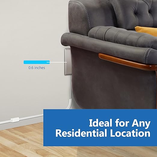 LIDER Flat-Face Outlet Extender with 3 Receptacles, Ultra-Thin Wall Plate Plug with Cord Extender and 3-Outlet Power Strip, 8ft Cord, LWE8-315-NK, Nickel