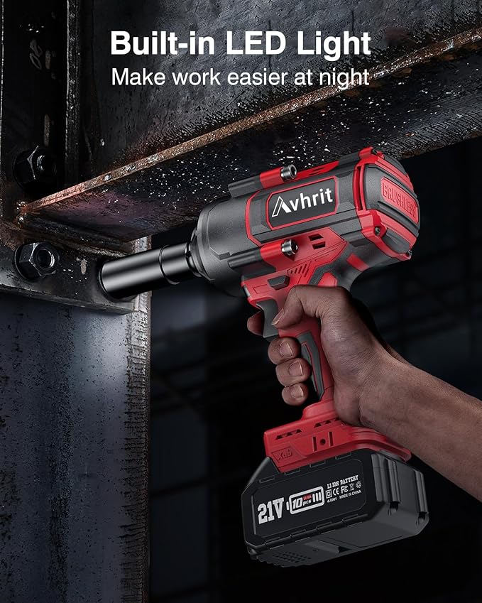 1000Nm(738ft-lbs) Cordless Impact Wrench High Torque w/ 2x 4.0Ah Battery, Electric Impact Wrench 1/2 Inch, Power Battery Impact Gun 1/2 Drive, Fast Charger, 4 Sockets for Truck RV Car