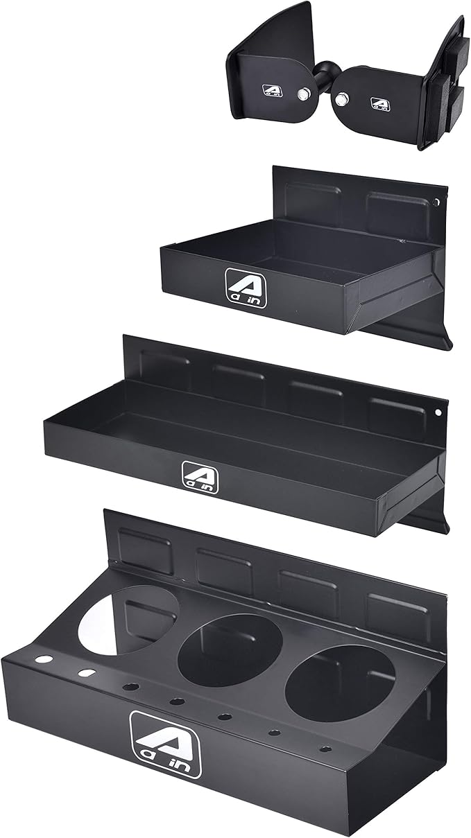 Eisen trayset 4pc Magnetic Toolbox Tray Set, Magnetic Tool Box holder for Cabinet Side Shelf Storage Van Workshop, Tool Trays, Paper Towel Holder and Spray Can Holder, Black