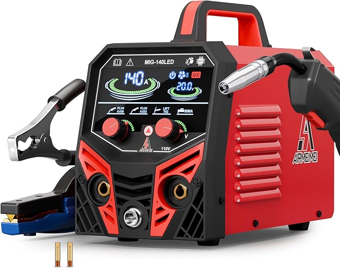 MIG Welder 110V,Gasless Flux Core Welder,Plug And Play,Easy Safety To Operate For Beginners DIY,Synergic Mode Better welding with 3 in1MIG/Stick/Lift TIG,IGBT Inverter 140A
