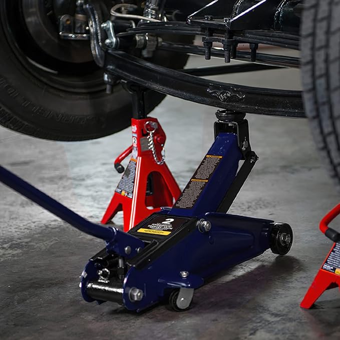 BIG RED AT82012U Torin Hydraulic Trolley Service/Floor Jack with Blow Mold Carrying Storage Case, 2 Ton (4,000 lb) Capacity, Blue