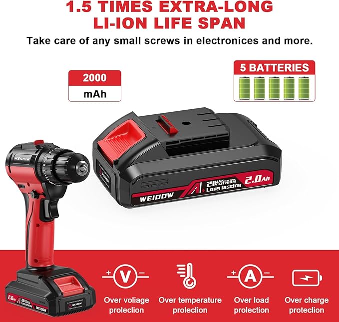 Cordless Drill Tool Kit Set 21V Power Drill Tool Box with Battery Electric Drill Driver for Men Home Hand Repair Basic Toolbox Tools Sets Drills Case