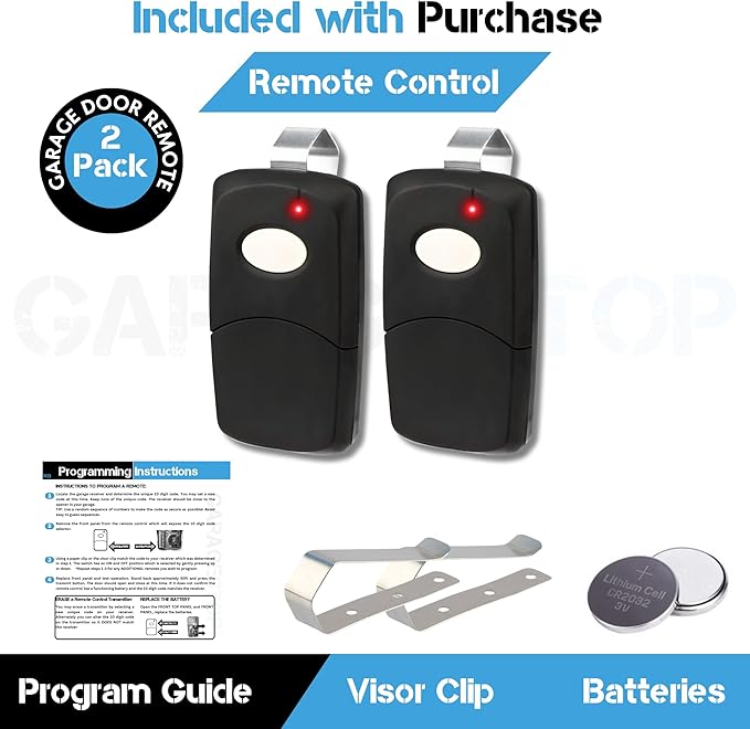 Garage Stop 2X Garage Door Opener Remote for Linear Multi-Code 3089 308911 MCS308911, 10 dip Switch Gate Opener Remote 300MHz, Garage Clicker Replacement (Black)
